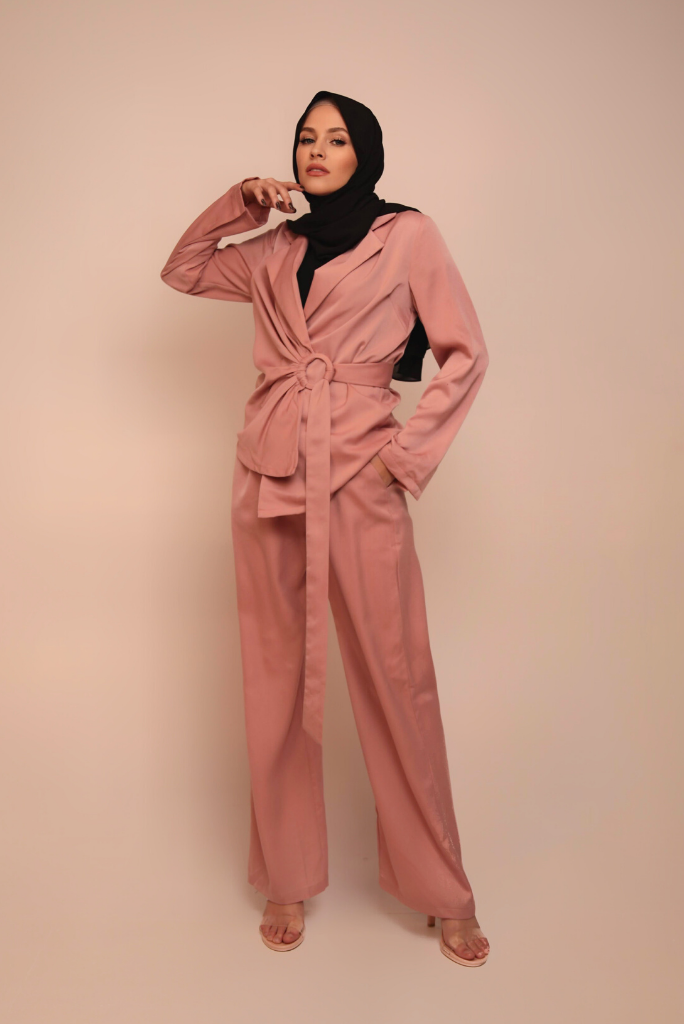 Rory Wrap Blouse And Pants Set - Pink OUTLET SALE