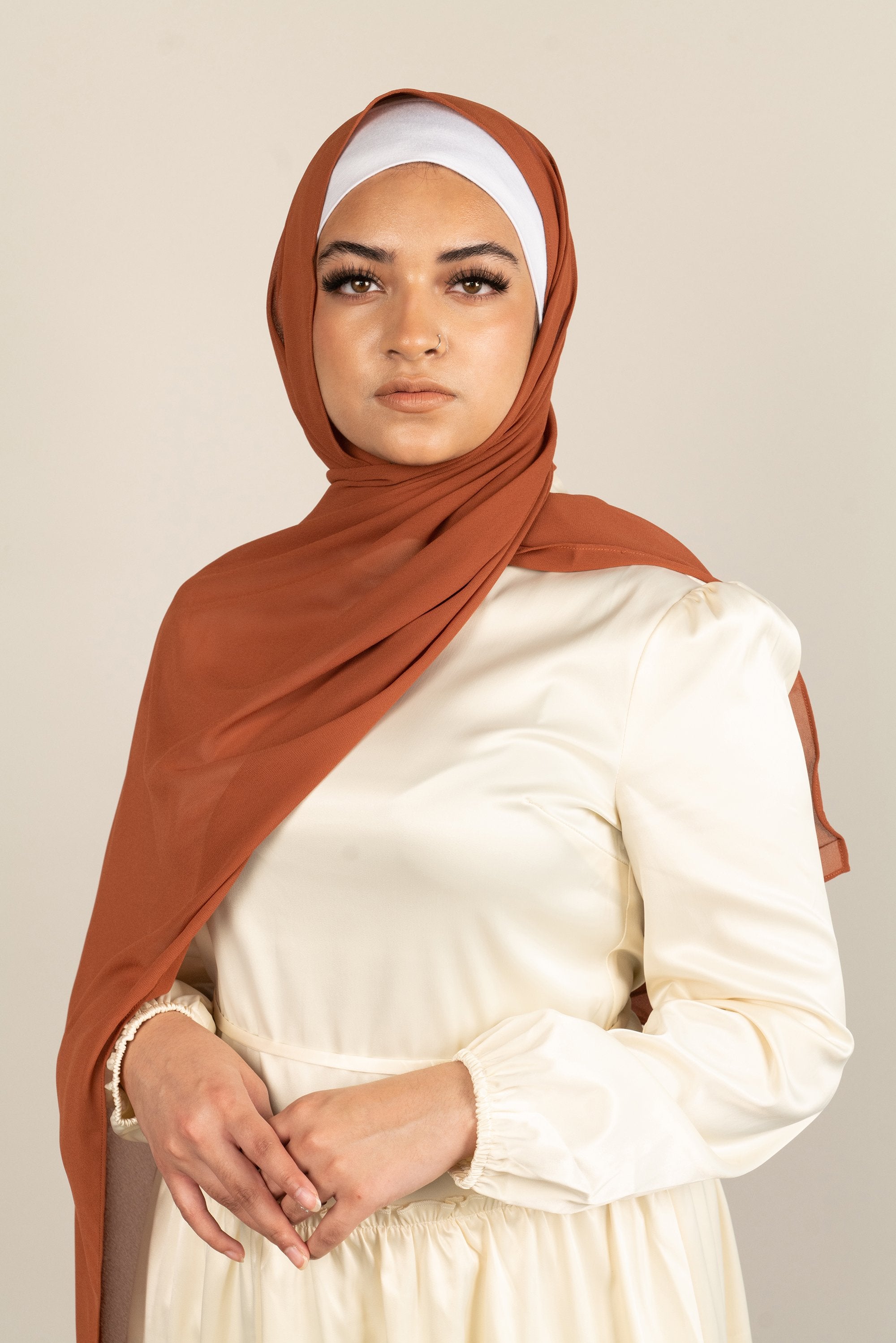 AUTUMN LEAVES Georgette Chiffon Scarf-AllScarves-Niswa Fashion