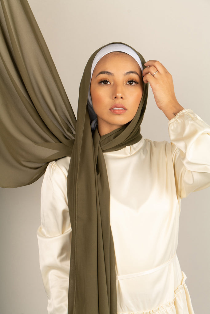 BLUSHING BASIL Georgette Chiffon Scarf-AllScarves-Niswa Fashion