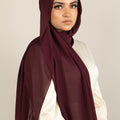 BURGUNDY BLISS Crepe Chiffon-AllScarves-Niswa Fashion