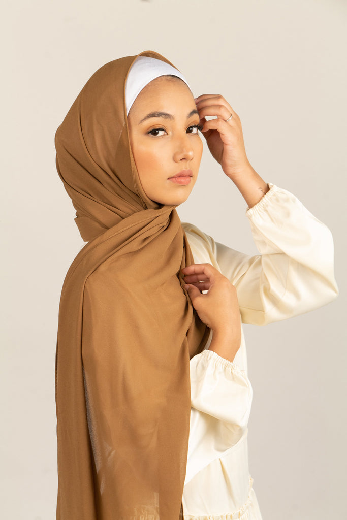 CAFÉ AU LAIT Georgette Chiffon Scarf-AllScarves-Niswa Fashion