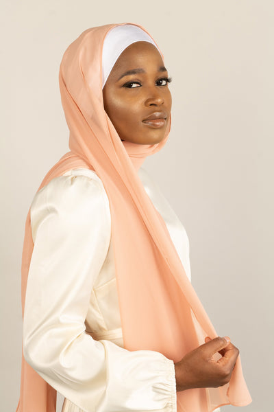 CREAMY-PEACH-Georgette-Chiffon