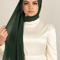 DARK MOSS Crepe Chiffon-AllScarves-Niswa Fashion