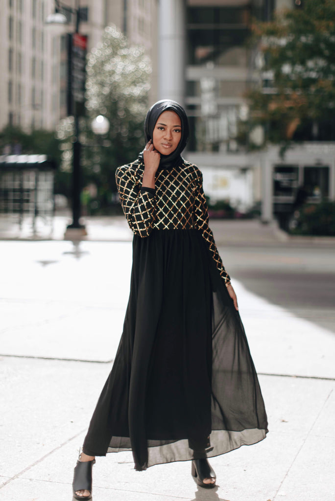 FairyDust Maxi Evening Dress - Gold-Niswa Fashion