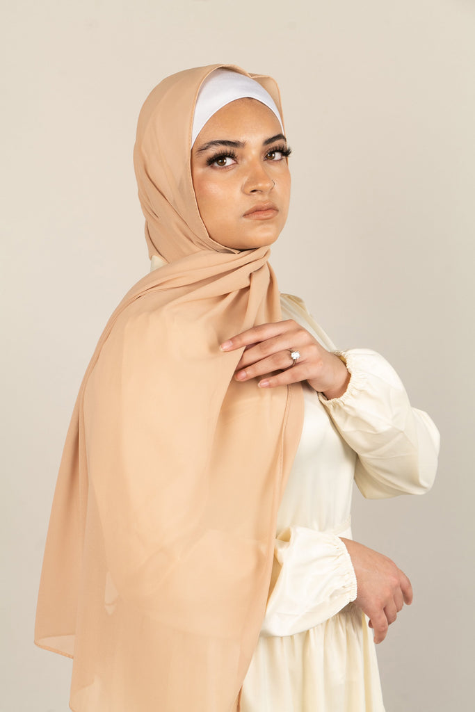 GOLDEN BUTTER Georgette Chiffon Scarf-AllScarves-Niswa Fashion