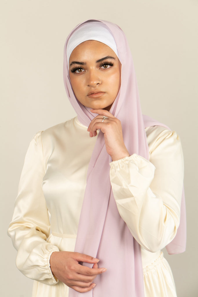 MISTY LILAC Georgette Chiffon Scarf-AllScarves-Niswa Fashion