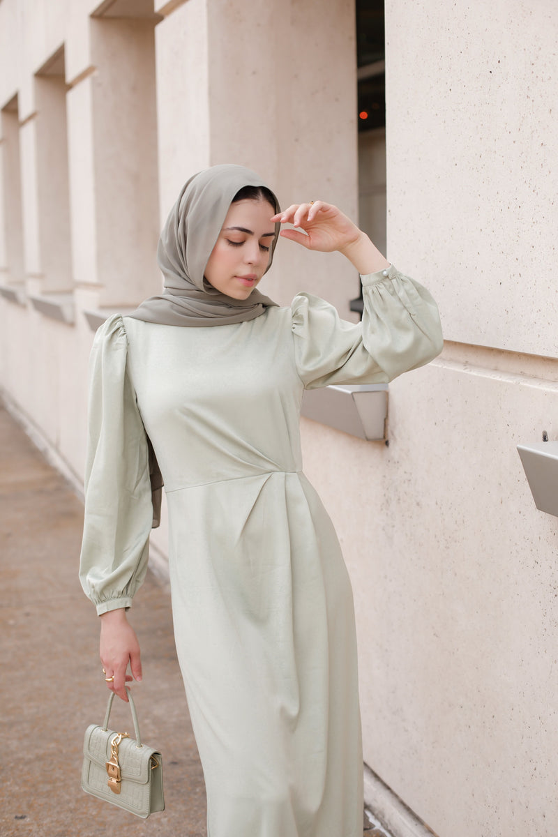 Mint Natalia Luxe Maxi Gown for Muslim Women | Niswa Fashion