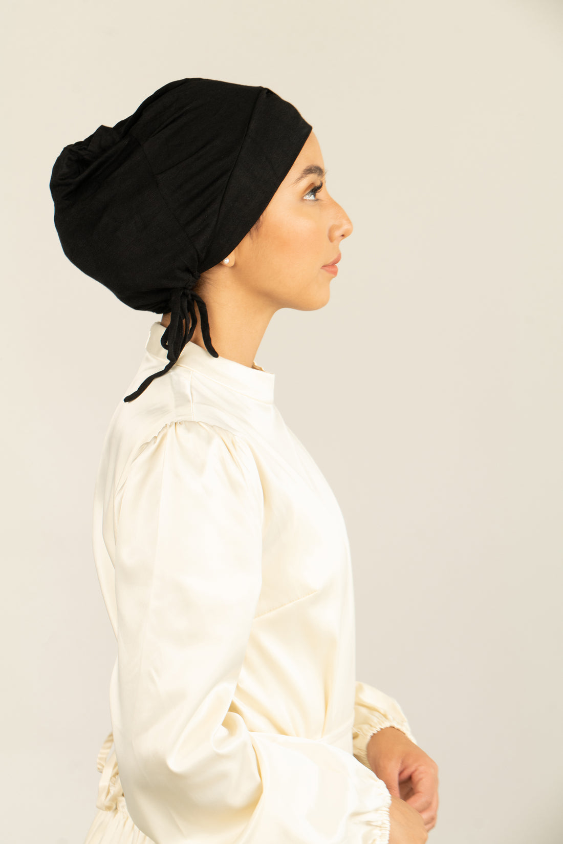 Tie Back Hijab Cap - Black