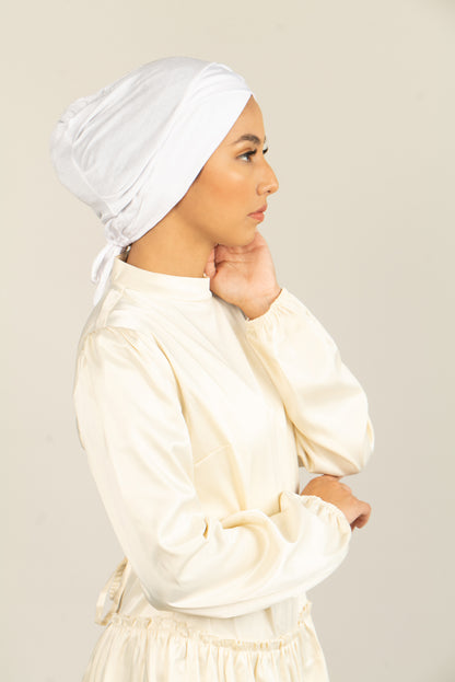Tie Back Hijab Cap - White
