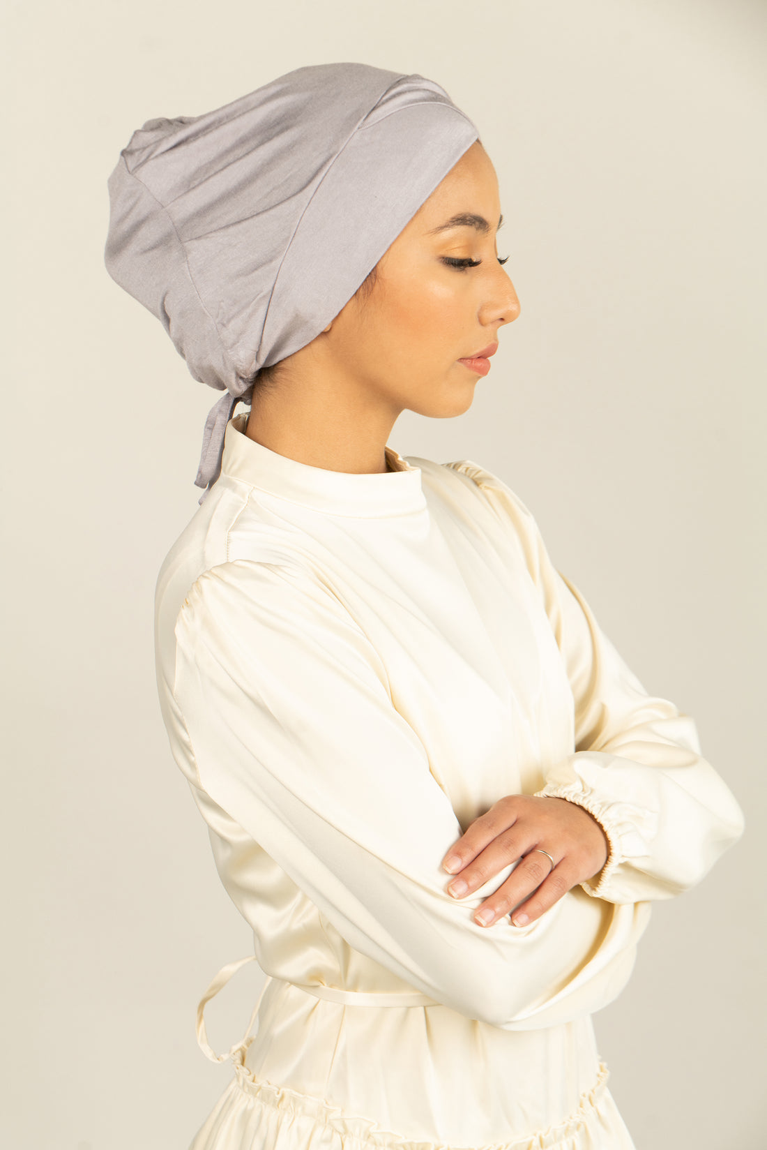 Tie Back Hijab Cap - Gray