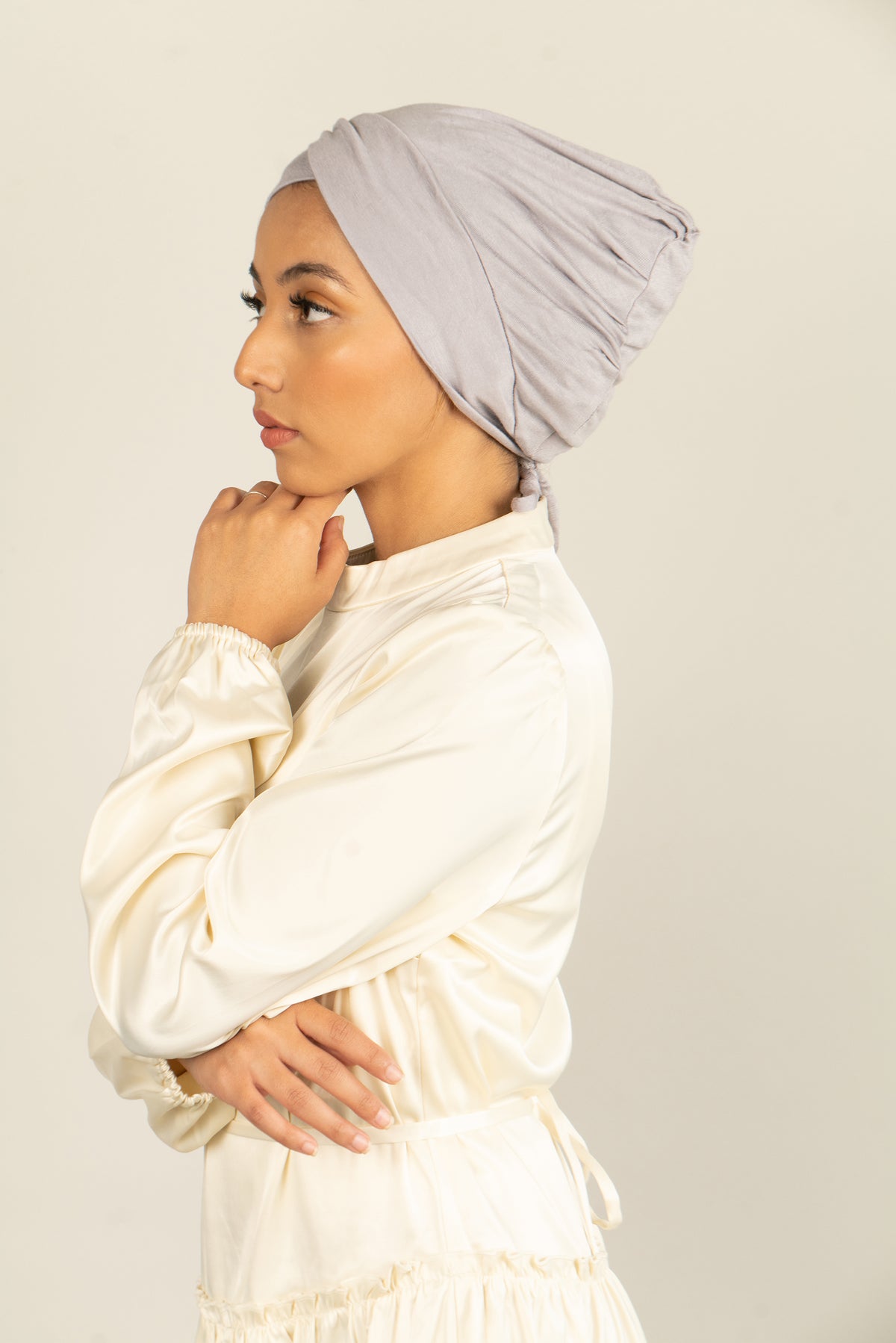 Tie Back Hijab Cap - Gray