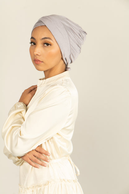 Tie Back Hijab Cap - Gray