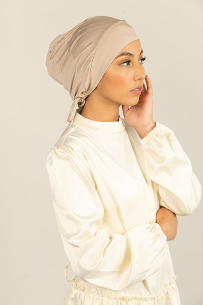 Tie Back Hijab Cap - Nude