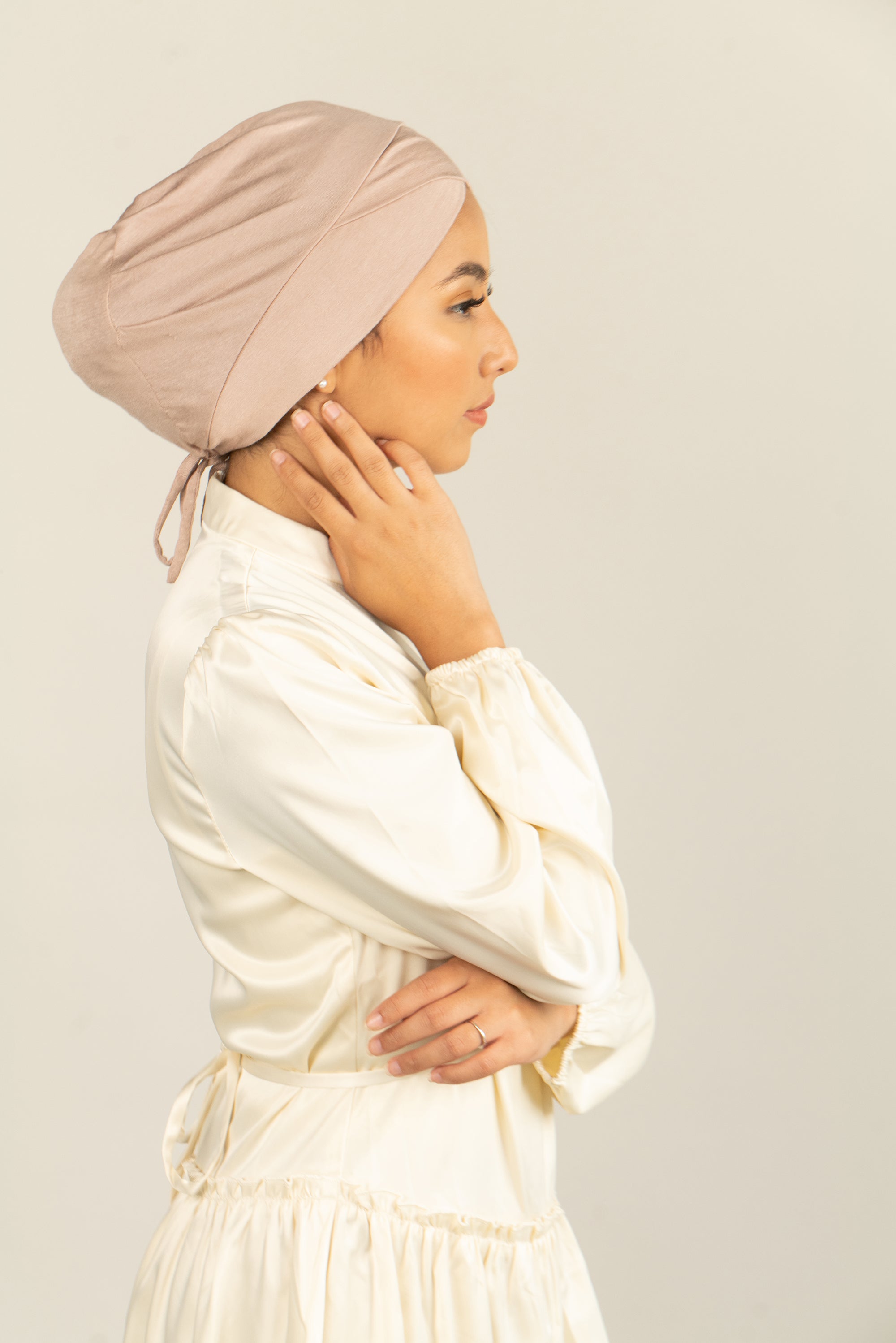 Tie Back Hijab Cap - Nude