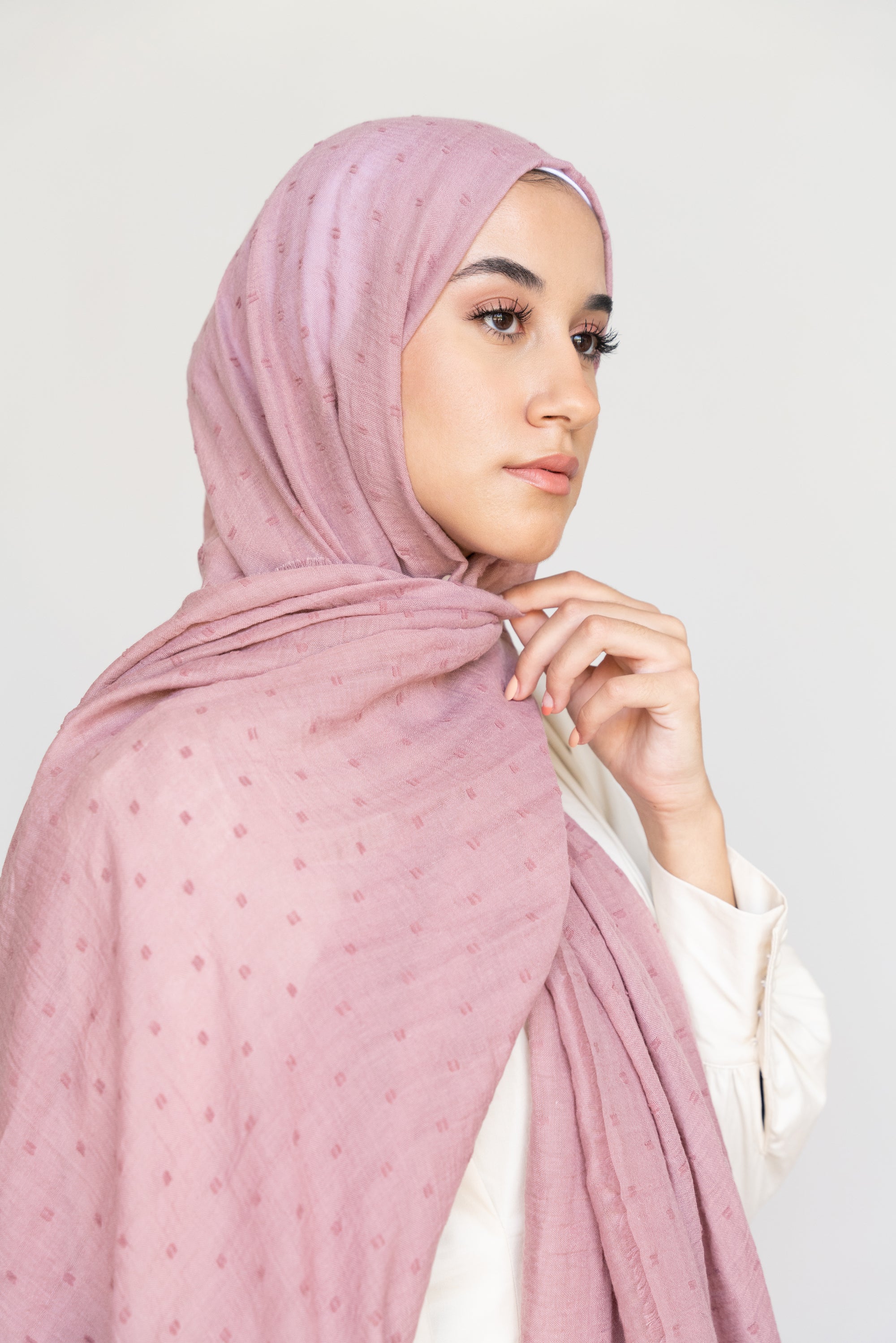 MAUVE PINK Embossed Woven Viscose
