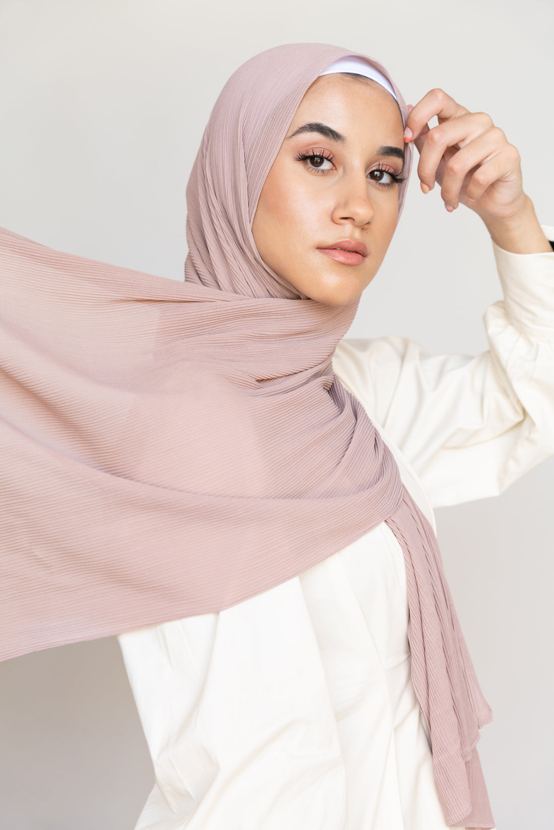 MAUVE TAUPE Pleated Chiffon