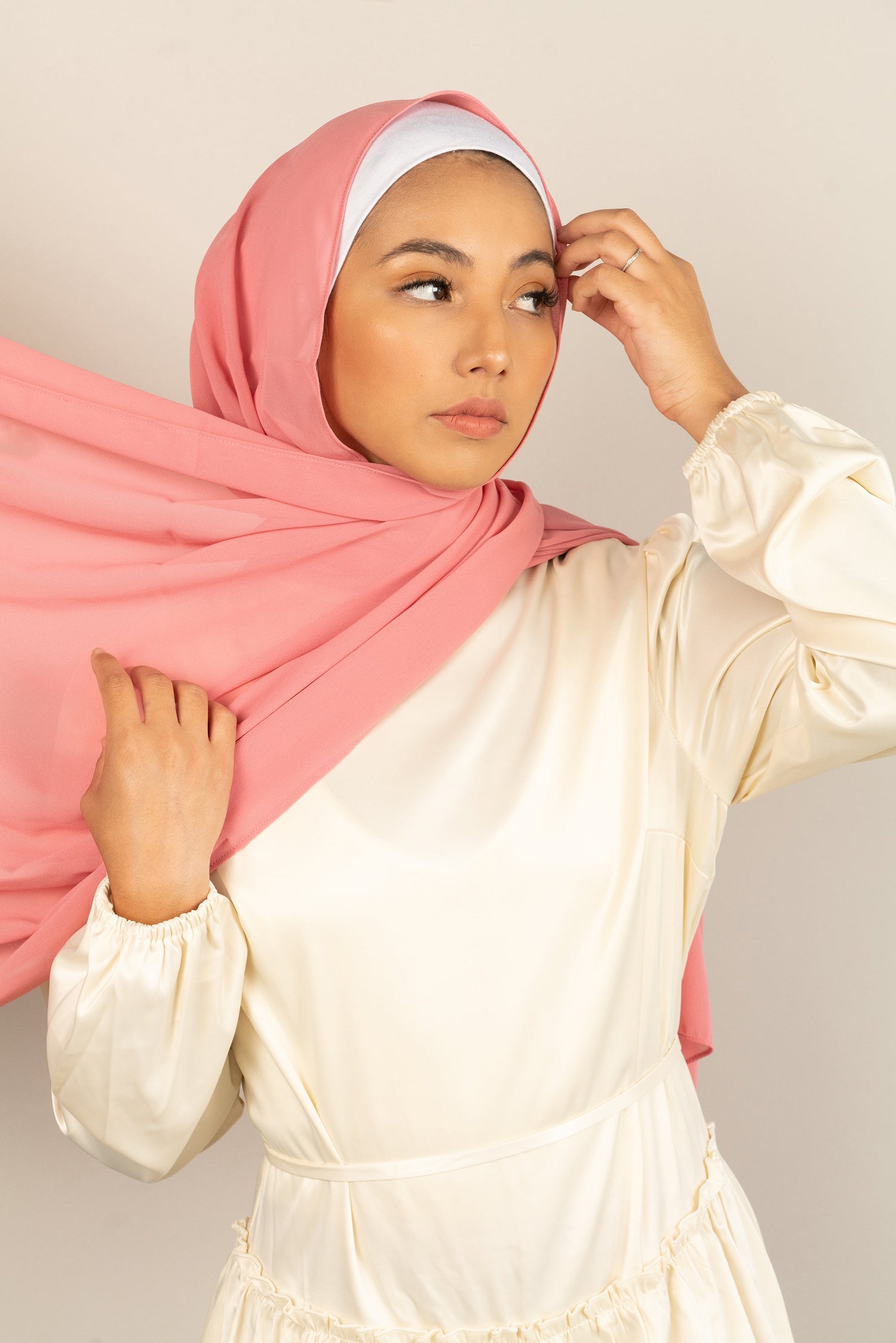 PINK HYDRANGEAS Georgette Chiffon Scarf-AllScarves-Niswa Fashion