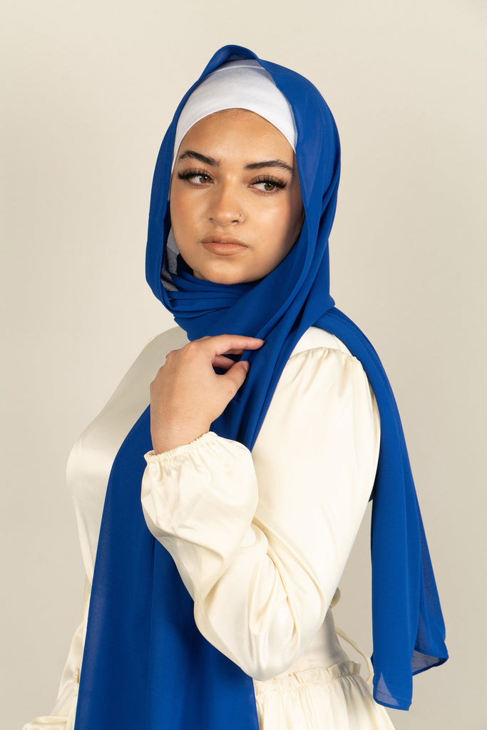 SAN CABO BLUE Georgette Chiffon Scarf-AllScarves-Niswa Fashion