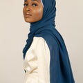 SANTA CRUZ BLUE Crepe Chiffon-AllScarves-Niswa Fashion