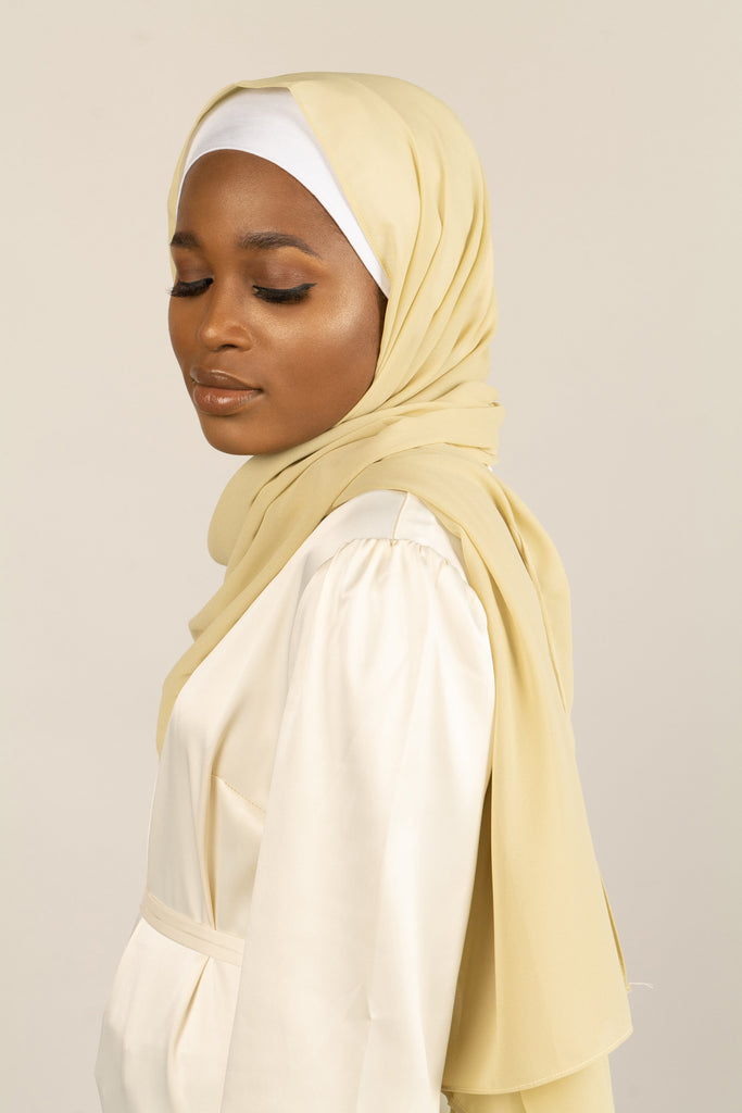 WHIPPED TURMERIC Georgette Chiffon Scarf-AllScarves-Niswa Fashion