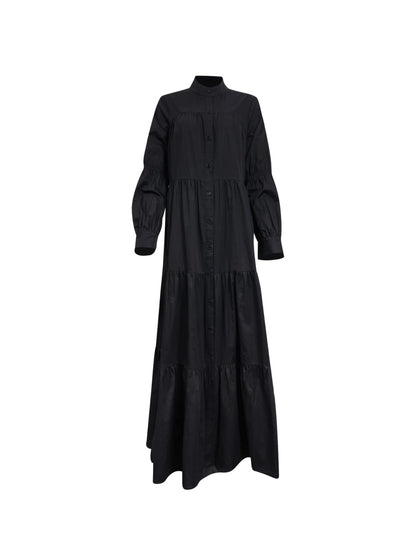 Inaya Tiered Maxi Dress- Black