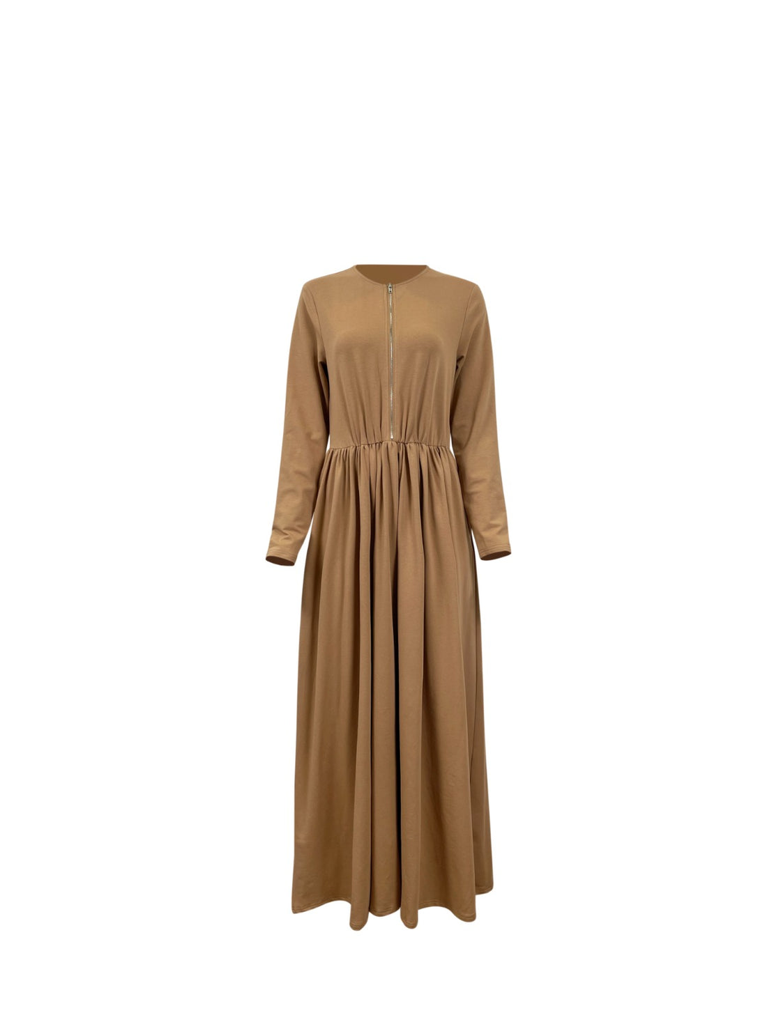 Aminah Zipper Jersey Dress - Cocoa Bean