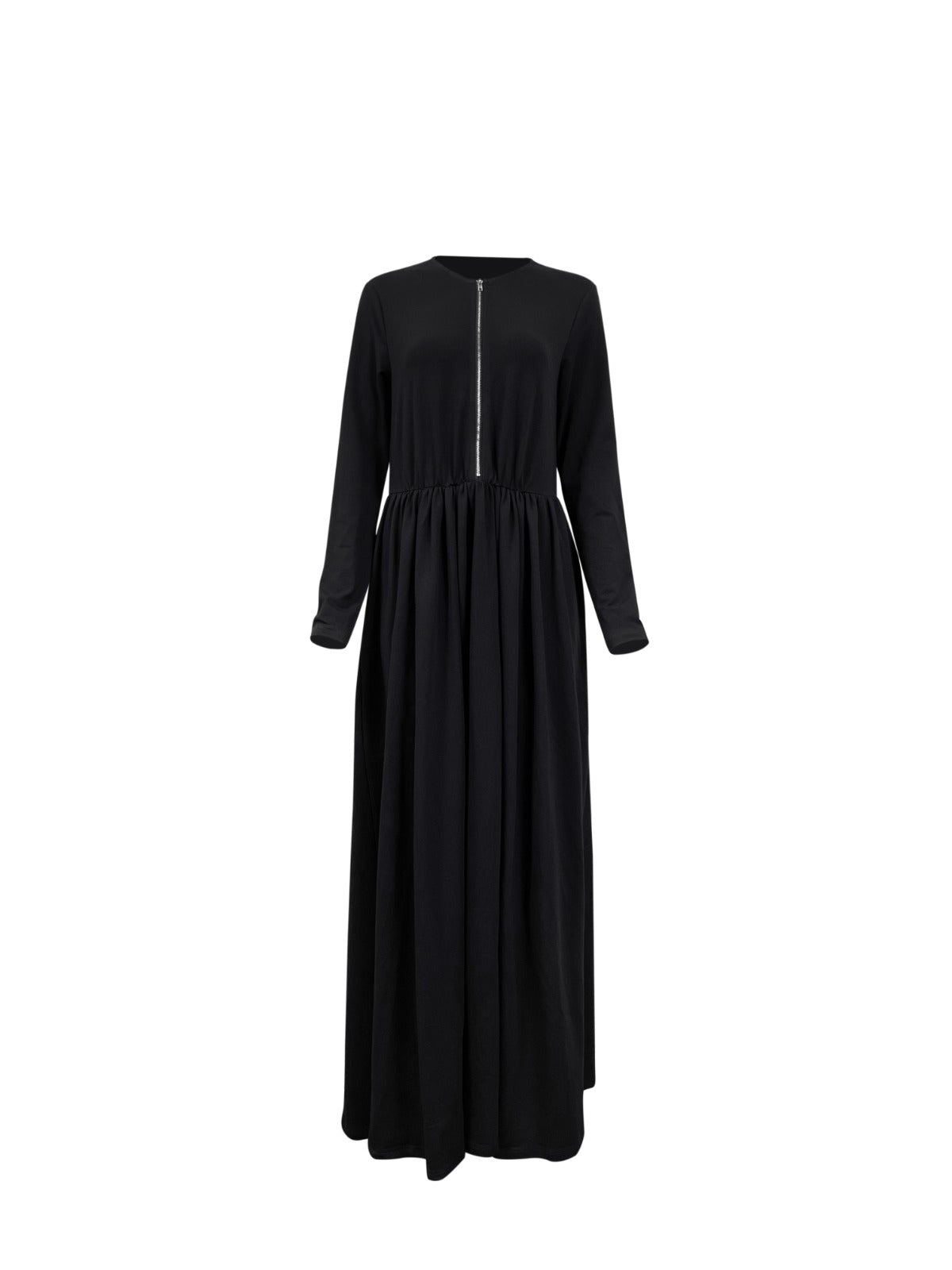 Aminah Zipper Jersey Dress - Black