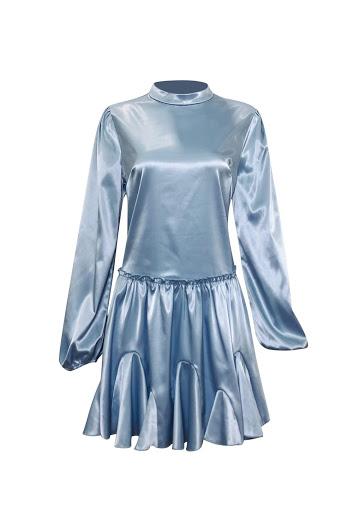Cinderella Satin Tunic - Powdery Blue SALE-Niswa Fashion
