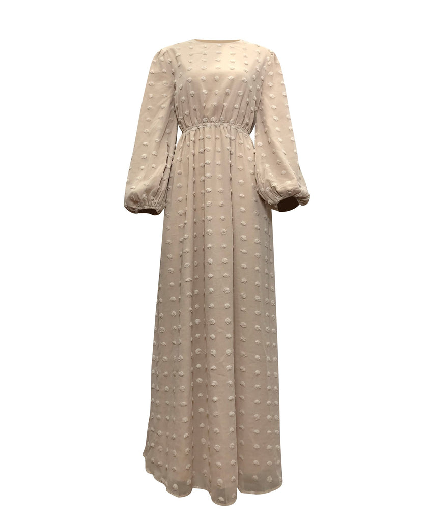 Eva Maxi Dress - Embossed Dots-Niswa Fashion