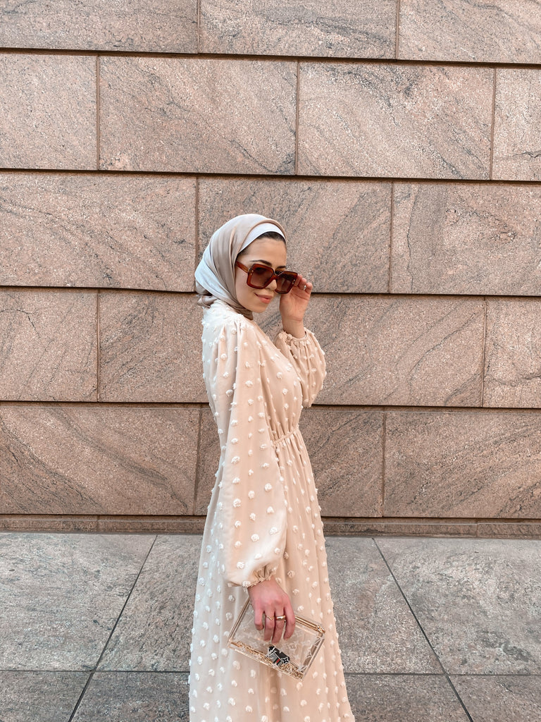 Eva Maxi Dress - Embossed Dots-Niswa Fashion