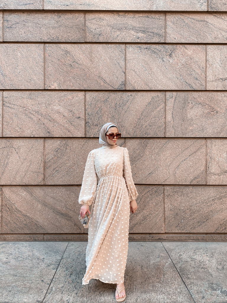 Eva Maxi Dress - Embossed Dots-Niswa Fashion