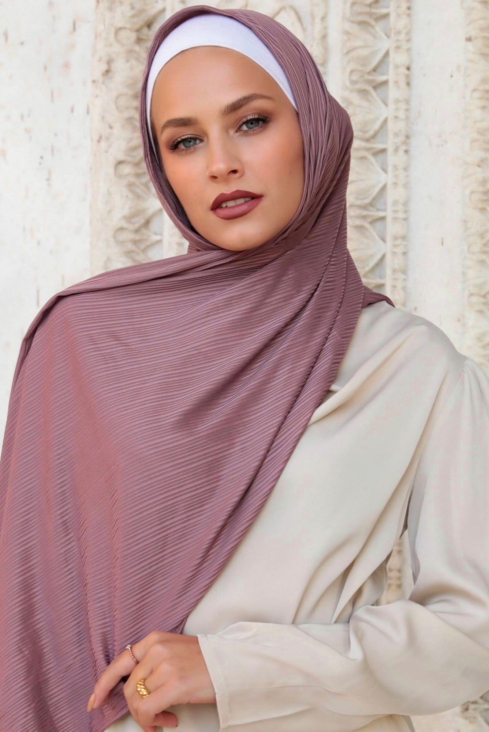 Hijab Clothing Ribbed Jersey Scarf Ribbed Jersey Hijab Pearl White
