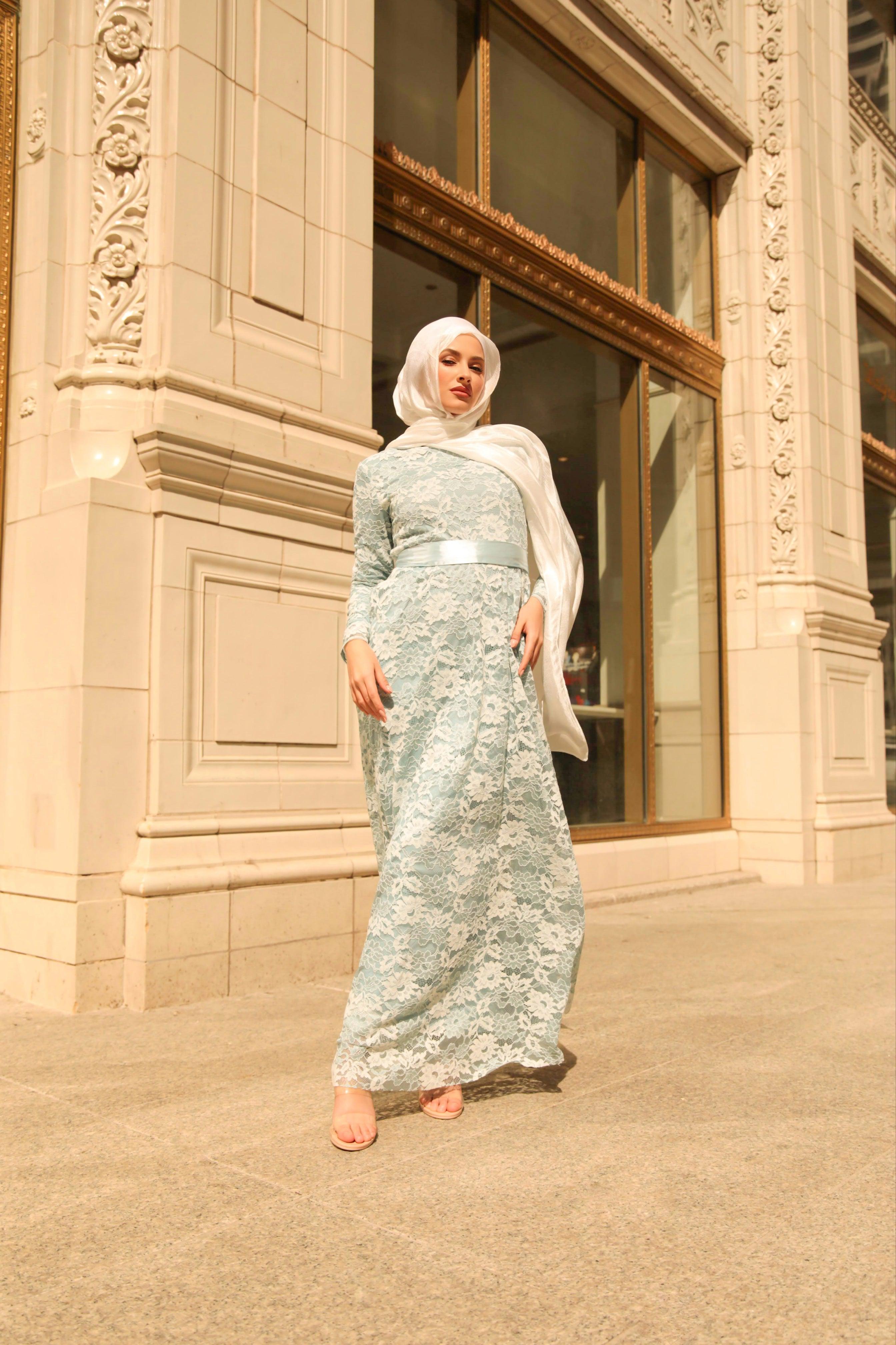 Venetian Maxi Gown- Sky Mist