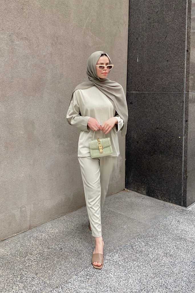 Zara Top & Trouser Set - Dusty Mint-Niswa Fashion