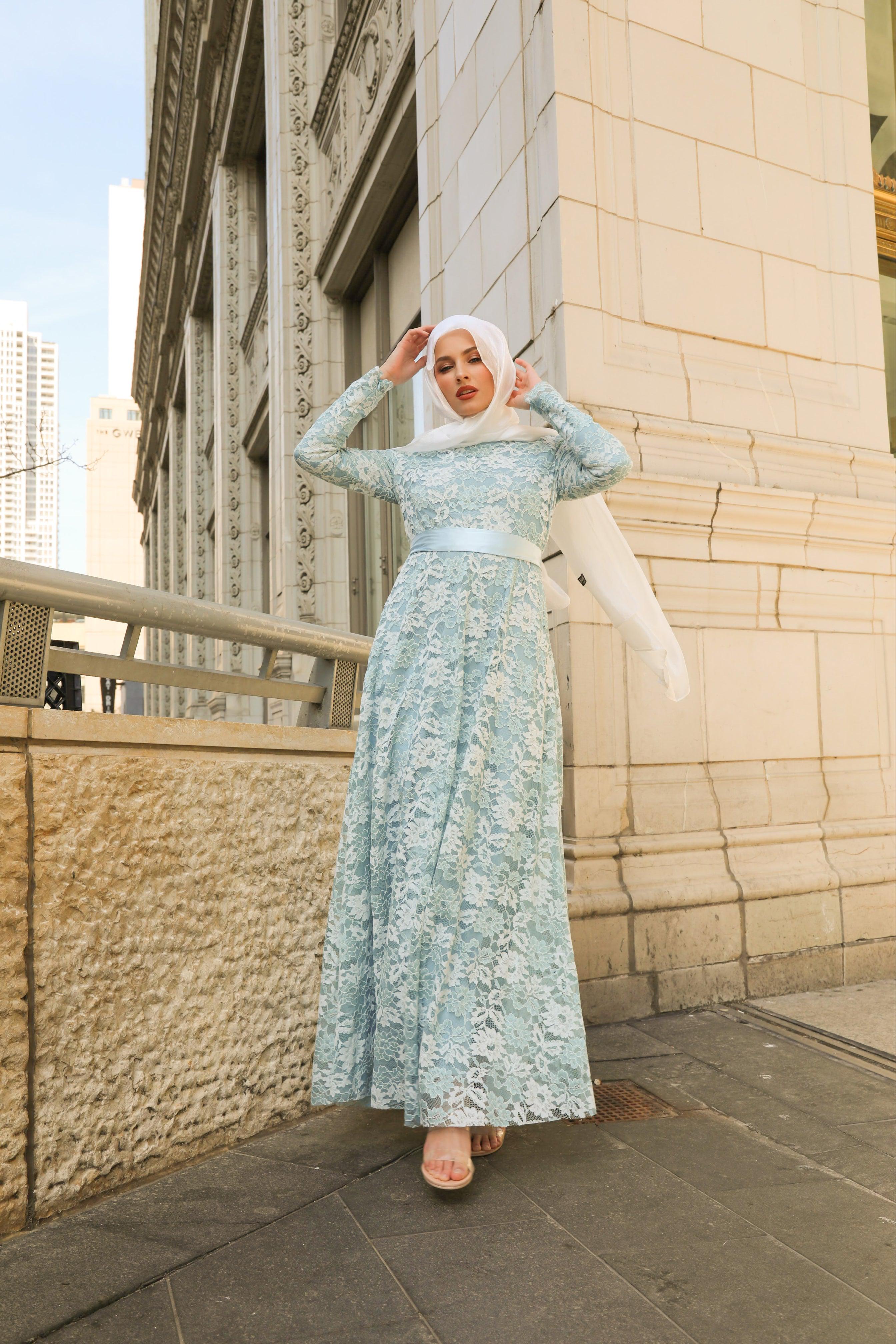 Venetian Maxi Gown- Sky Mist