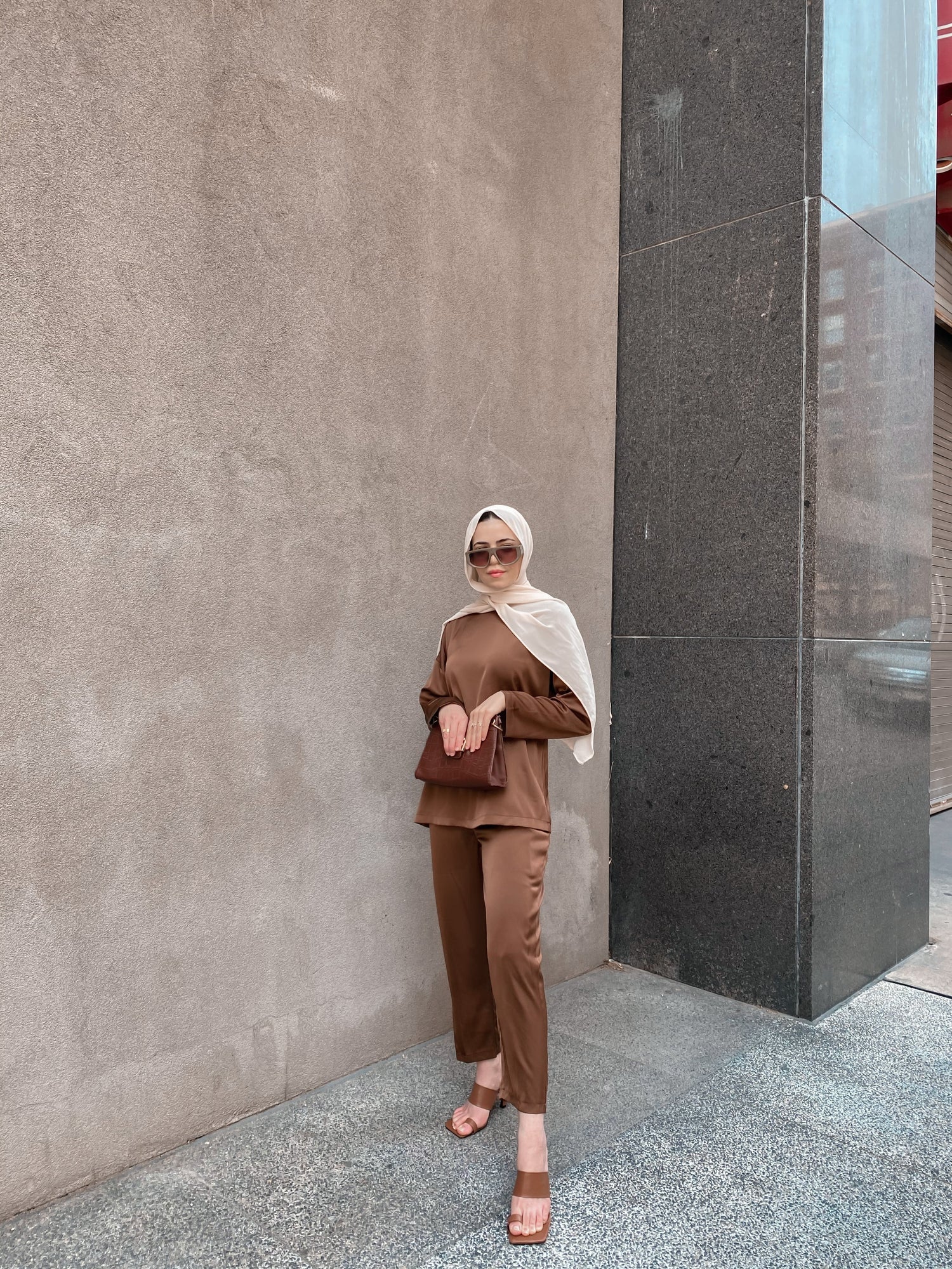 Zara Top &amp; Trouser Set - Coffee Bean-Niswa Fashion