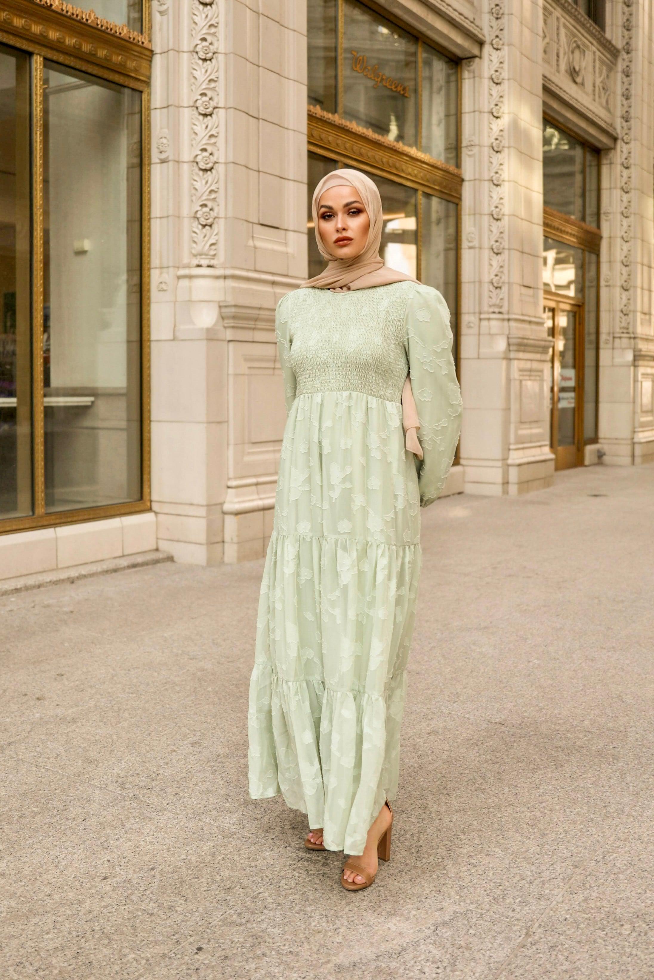 Melanie Embossed Maxi Dress - Mint