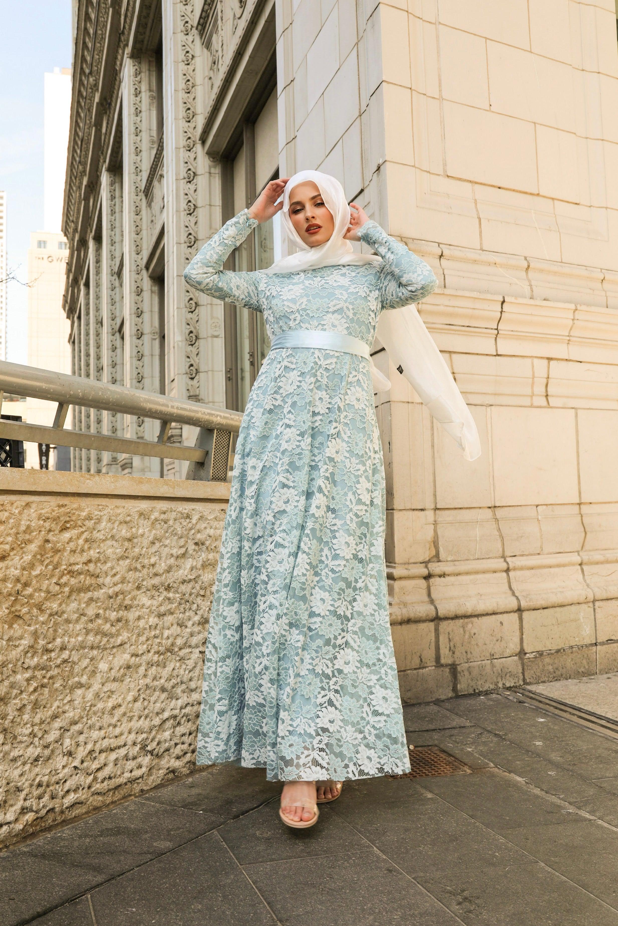 Venetian Maxi Gown- Sky Mist