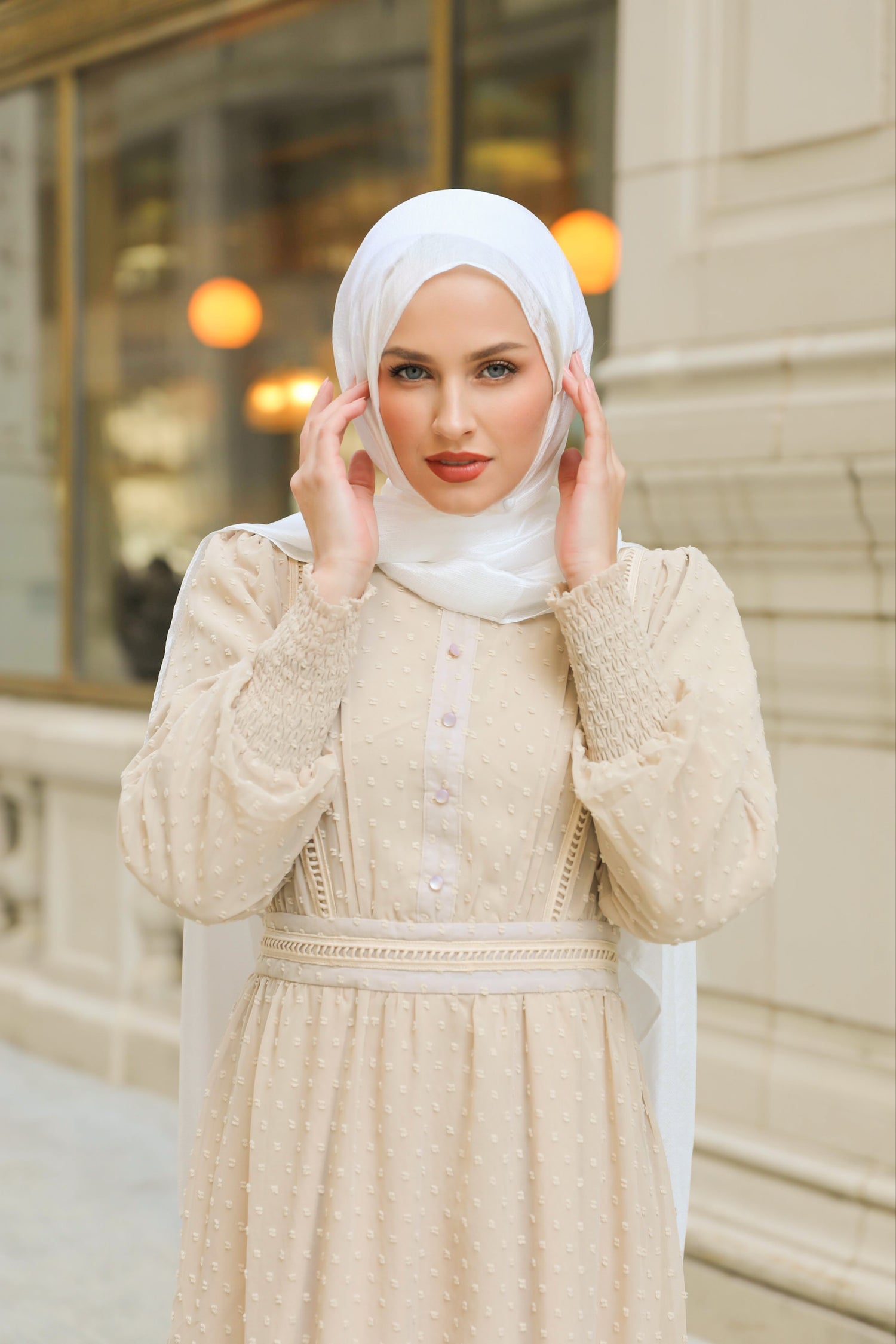 Husna Embossed Maxi - Sand