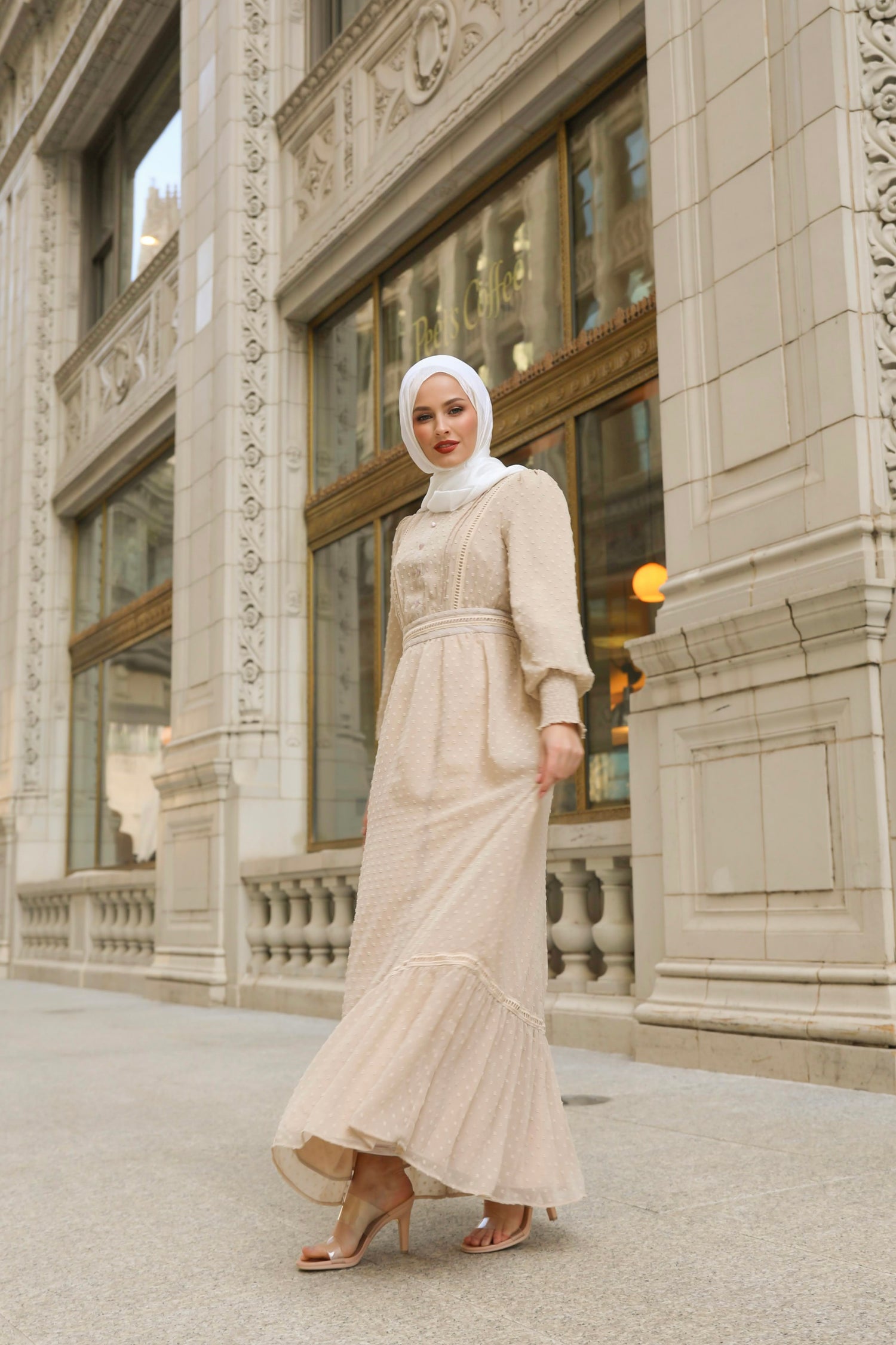 Husna Embossed Maxi - Sand