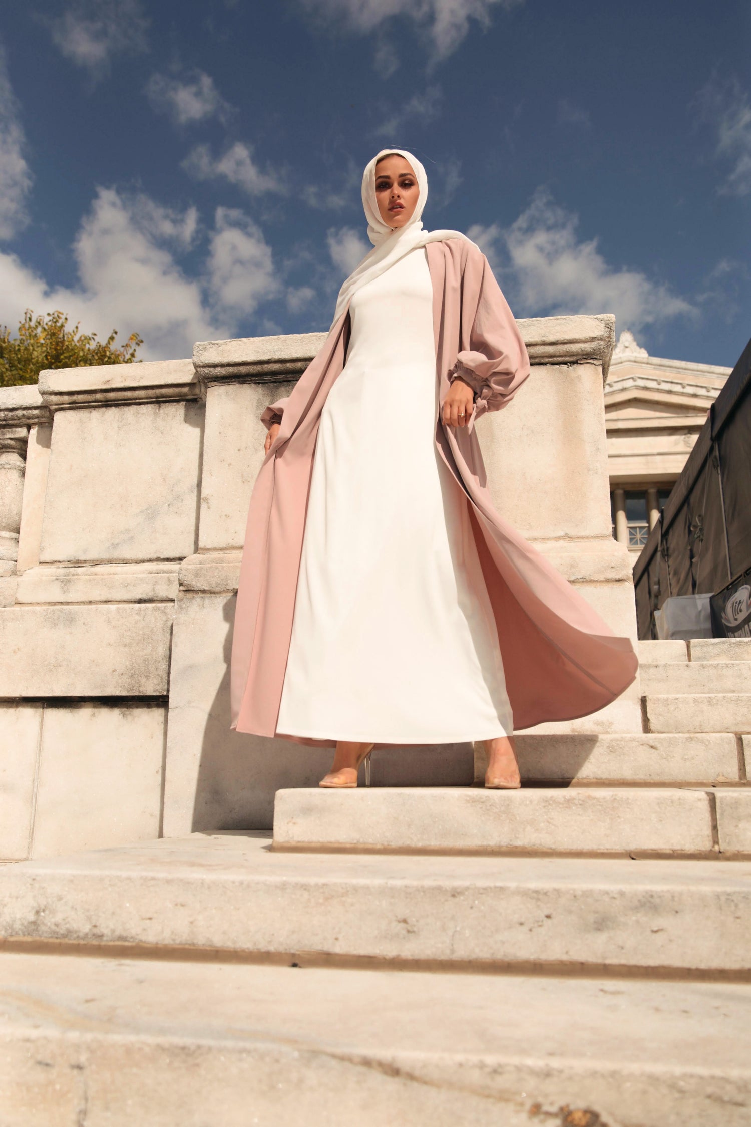 Vera Wrap Abaya - Blush Pink