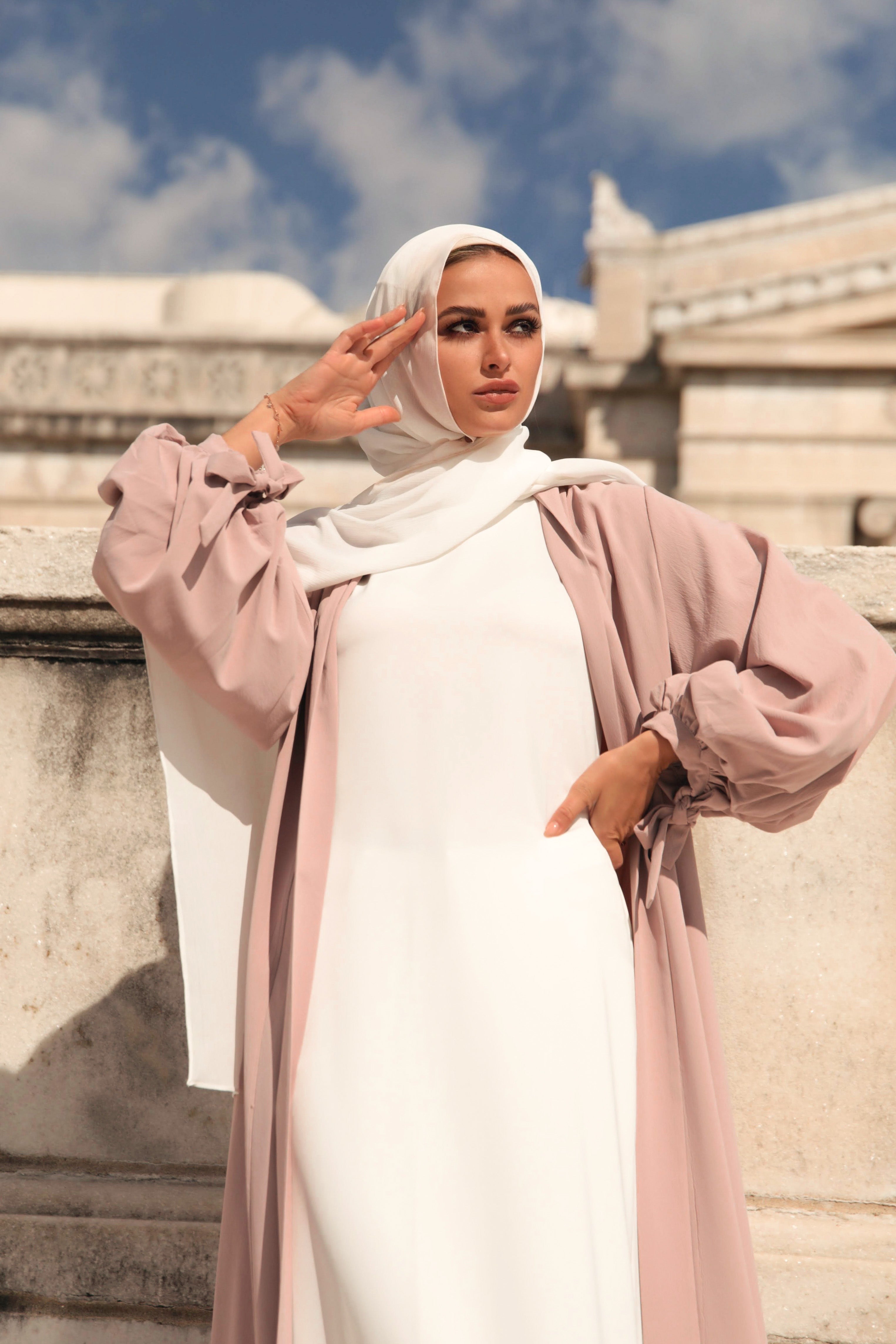 Vera Wrap Abaya - Blush Pink