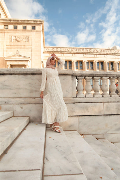 Melanie Embossed Maxi Dress - Cream