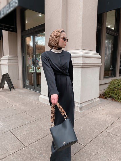 Iman Wrap Dress - Midnight Black-Niswa Fashion