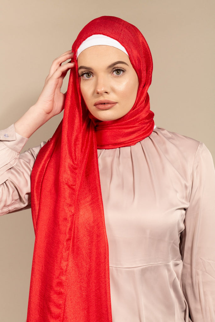 Luxe Satin - CRIMSON-AllScarves-Niswa Fashion