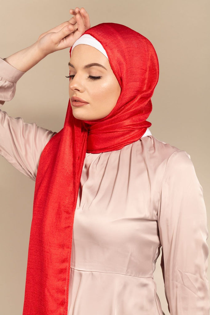 Luxe Satin - CRIMSON-AllScarves-Niswa Fashion