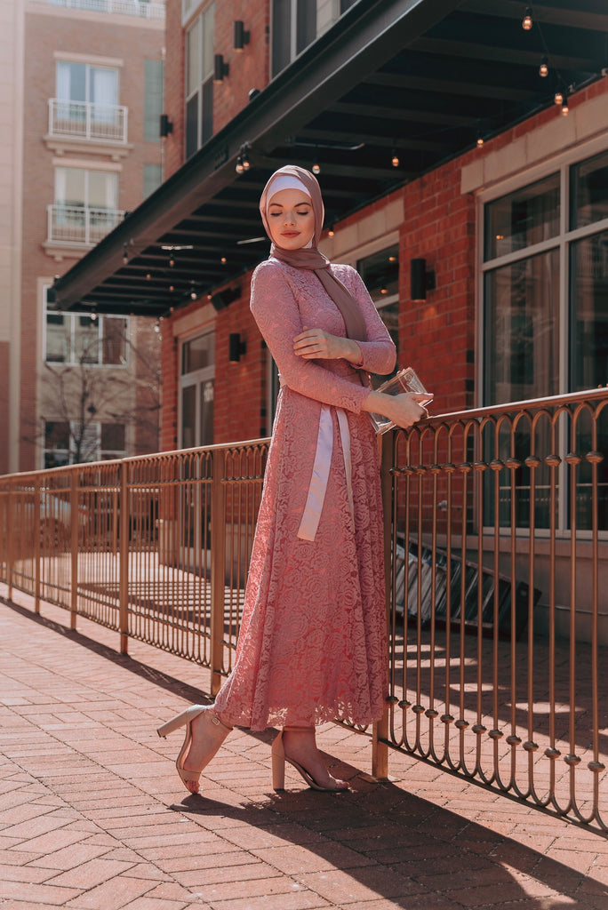 Venetian Maxi Gown - Pink Rose-Niswa Fashion