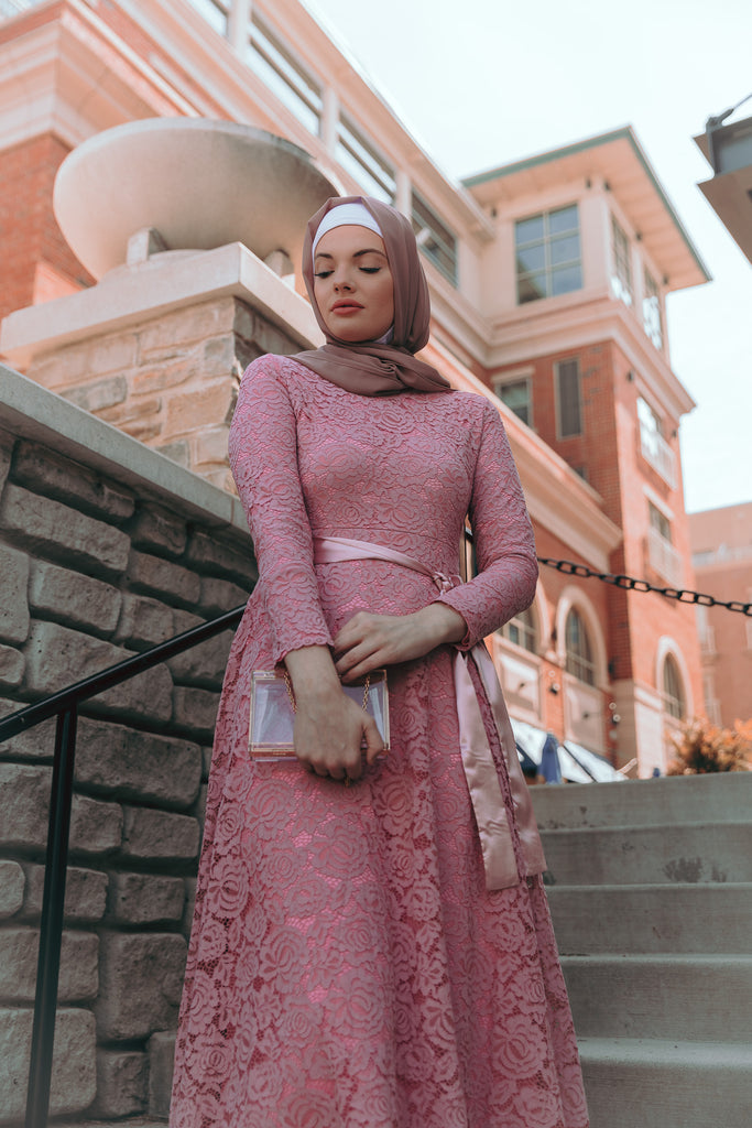 Venetian Maxi Gown - Pink Rose-Niswa Fashion