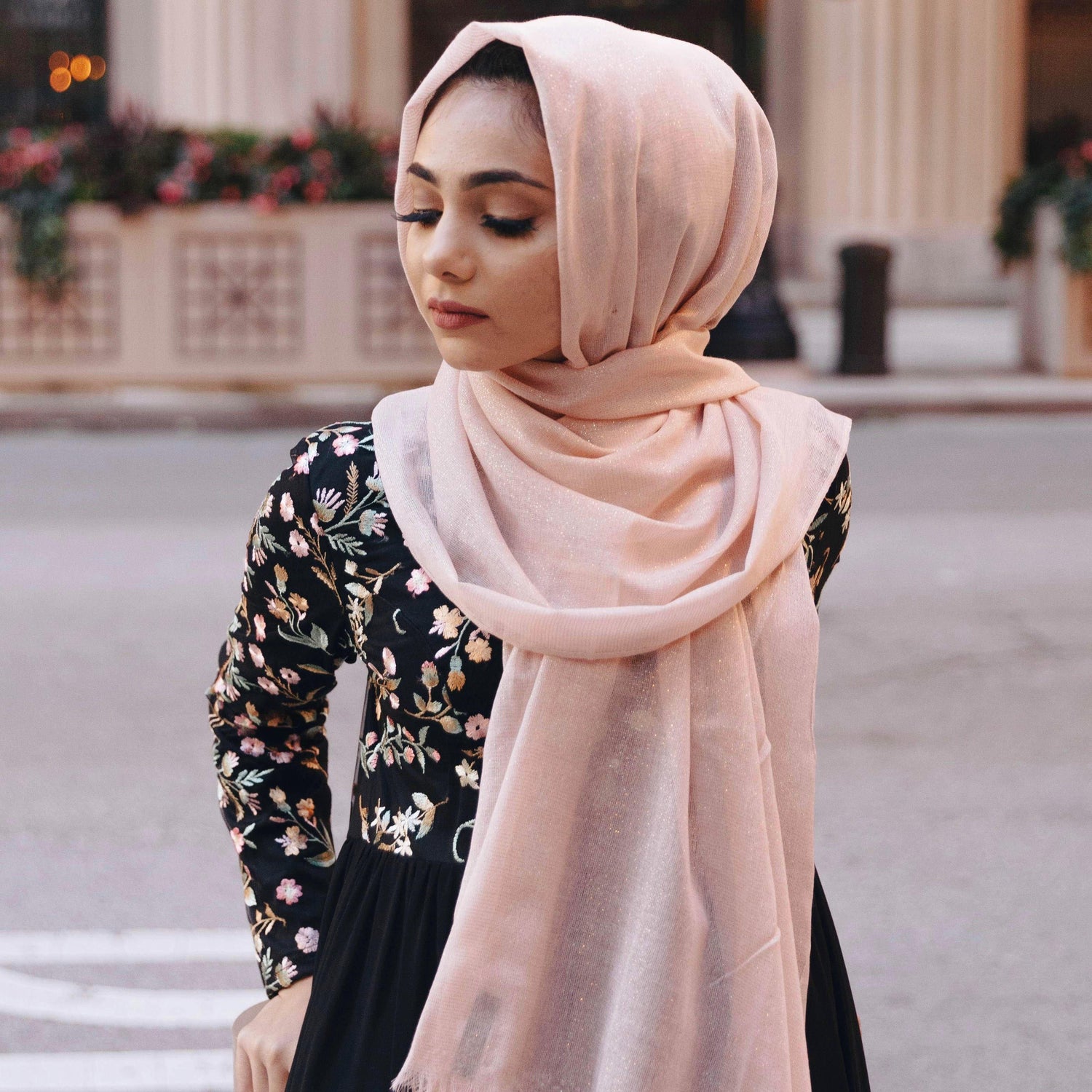 Metallic Scarf - Blush-Niswa Fashion