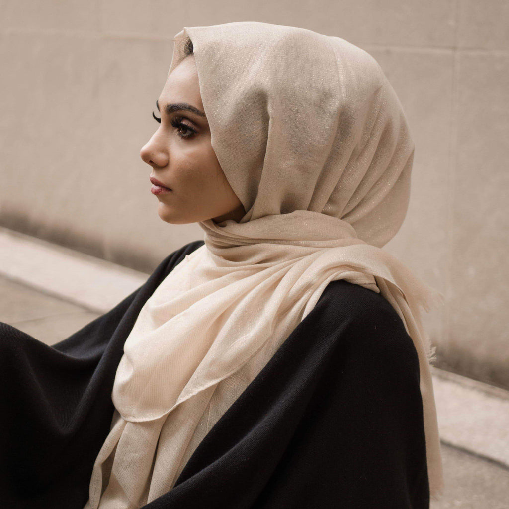 Metallic Scarf - Nude Gold-Niswa Fashion